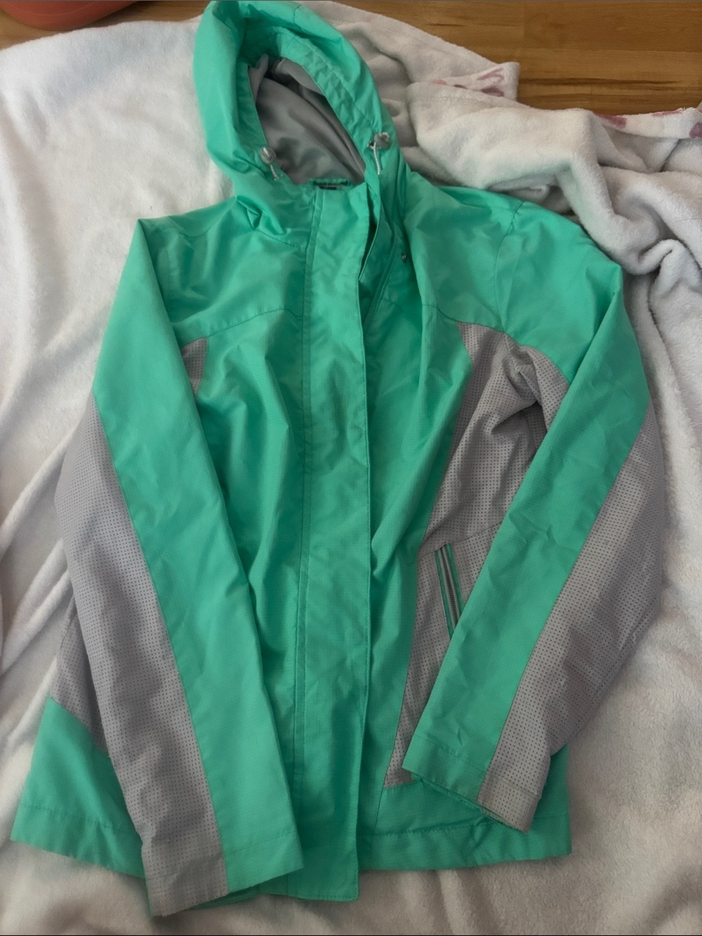 Free Country Mint Green and Gray Waterproof Hooded Jacket